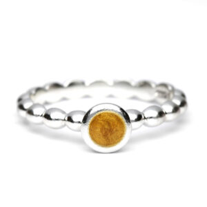 Ashes Love Silver Bud Ring with resin-sealed ashes chamber, handmade by Mark Lloyd