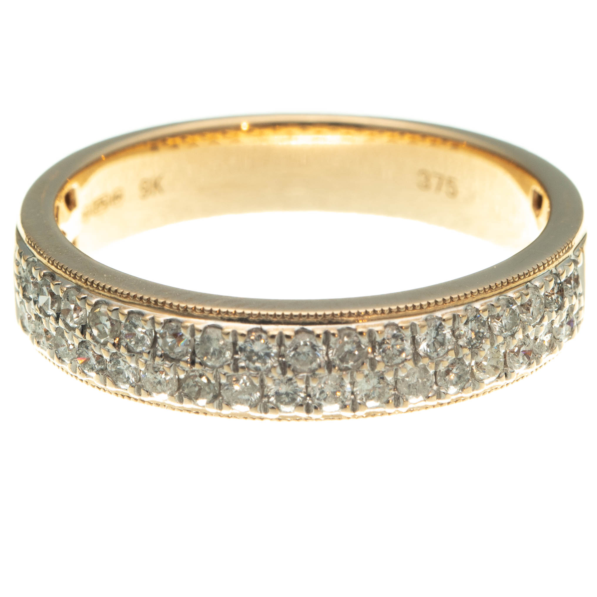 9ct Gold Double Row Diamond Ring - Image 2