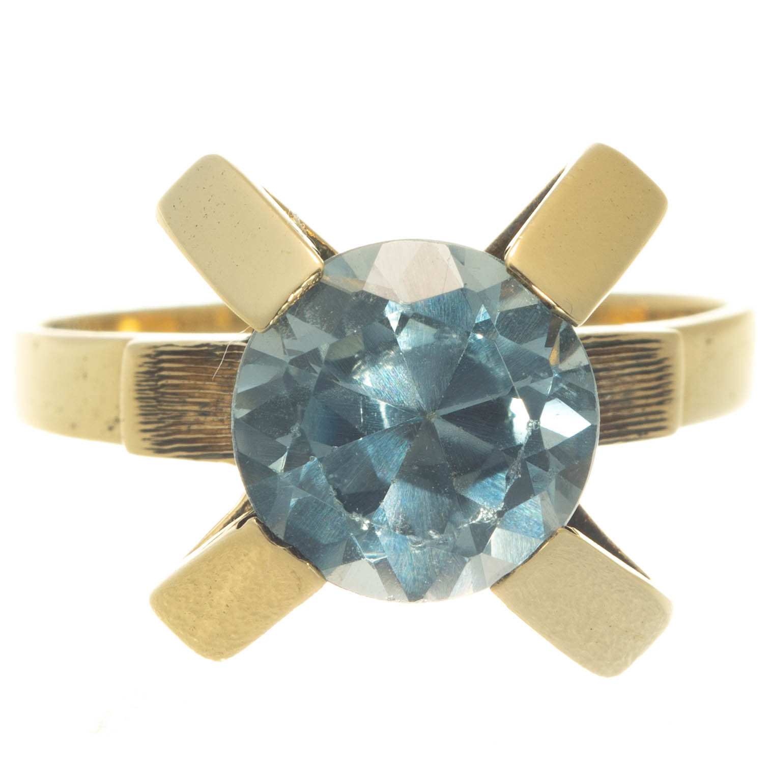 14ct Gold Blue Stone Stone Dress Ring - Image 2