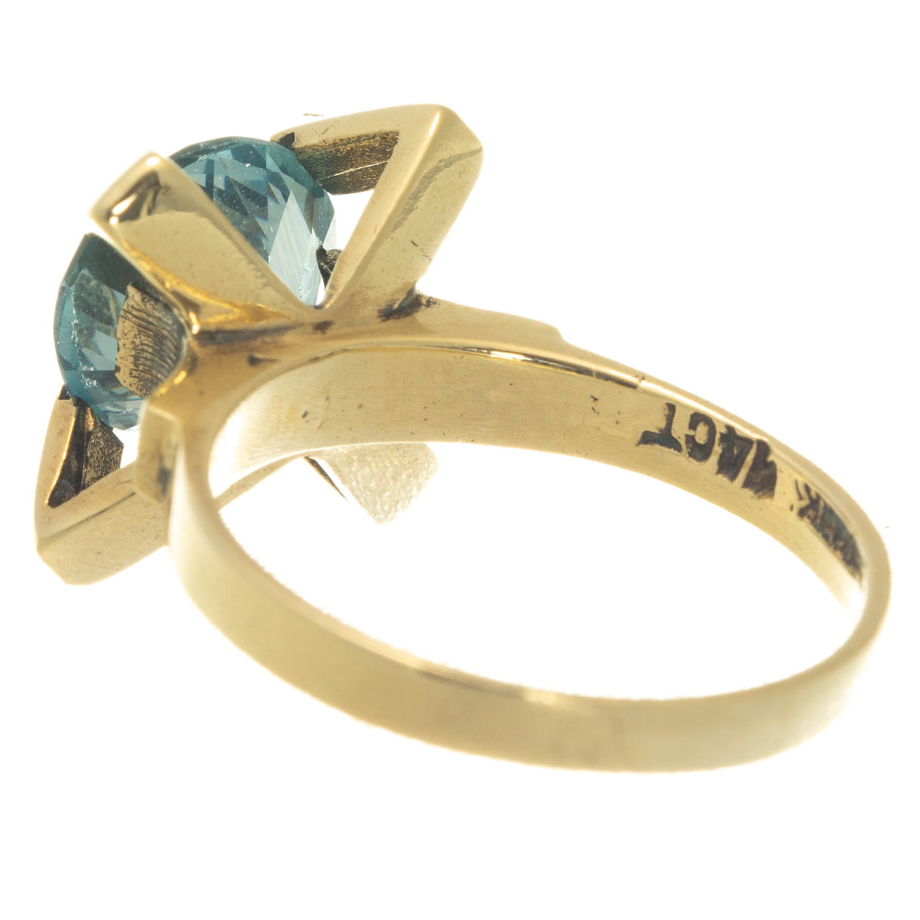 14ct Gold Blue Stone Stone Dress Ring - Image 3