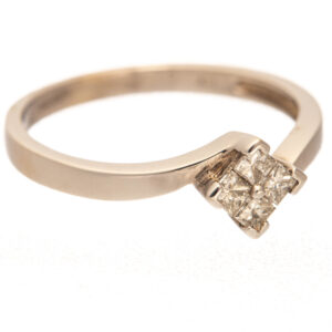 18ct White Gold Quatro Diamond Crossover Design Ring