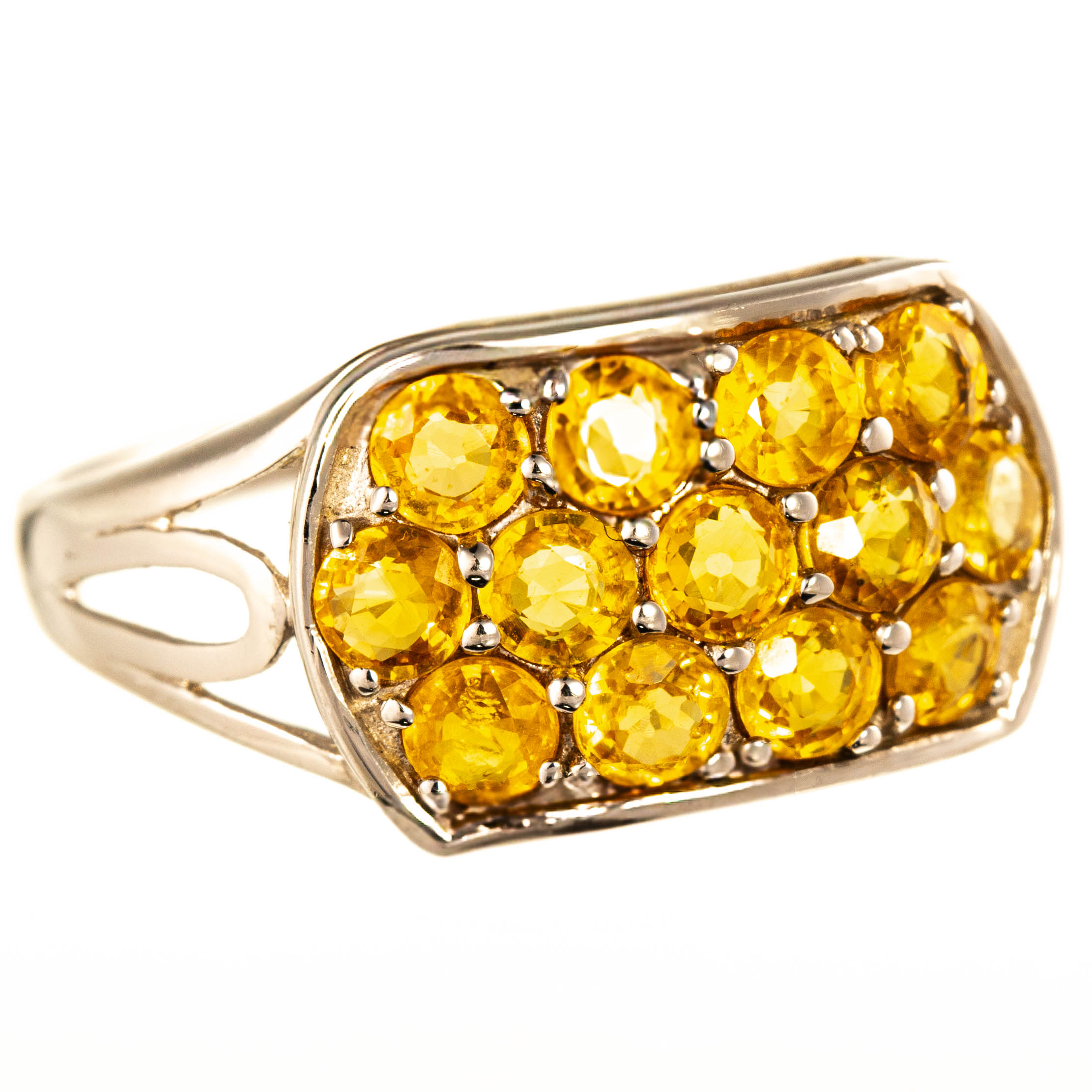 9ct White Gold Yellow Sapphire Dress Ring