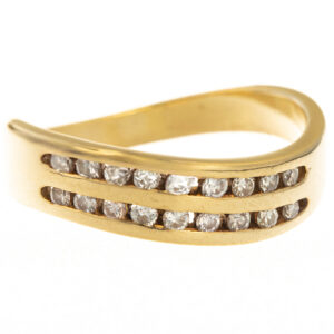 18ct Gold Double Row Diamond Wave Ring