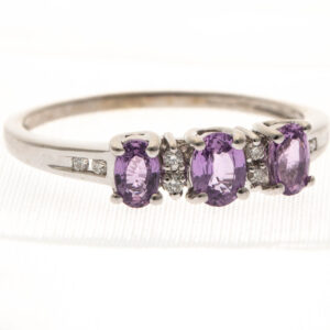 9ct White Gold Amethyst & Diamond Ring