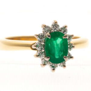 18ct Gold Emerald & Diamond Ring