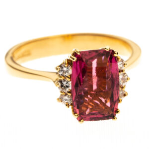18ct Gold Rubelite & Diamond Ring