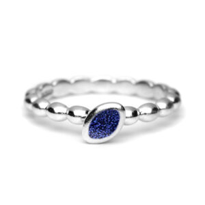 shes Love Silver Marquise Bud Ring with marquise-shaped resin-set ashes chamber.