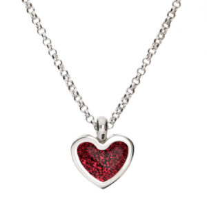 Silver Ashes love eternal heart pendant with coloured resin centre holding ashes