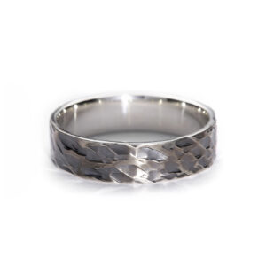 Hammered precious metal ring handcrafted in Sterling Silver by Mark Lloyd Master Goldsmith