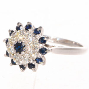 9ct White Gold Sapphire & Diamond Cluster Ring