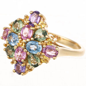 9ct Yellow Gold Multi-Stone Cluster Dress Ring