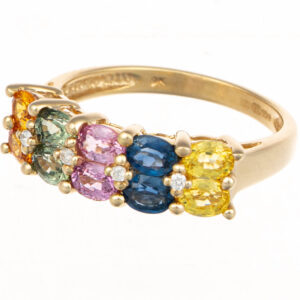 9ct Yellow Gold Multi-Coloured Sapphire Dress Ring