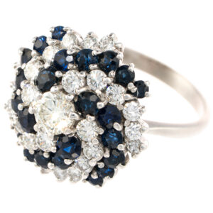18ct White Gold Sapphire & Diamond Cluster Ring