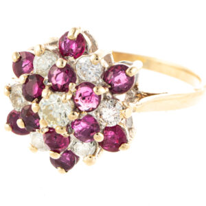 9ct Yellow Gold Ruby & Diamond Dress Ring