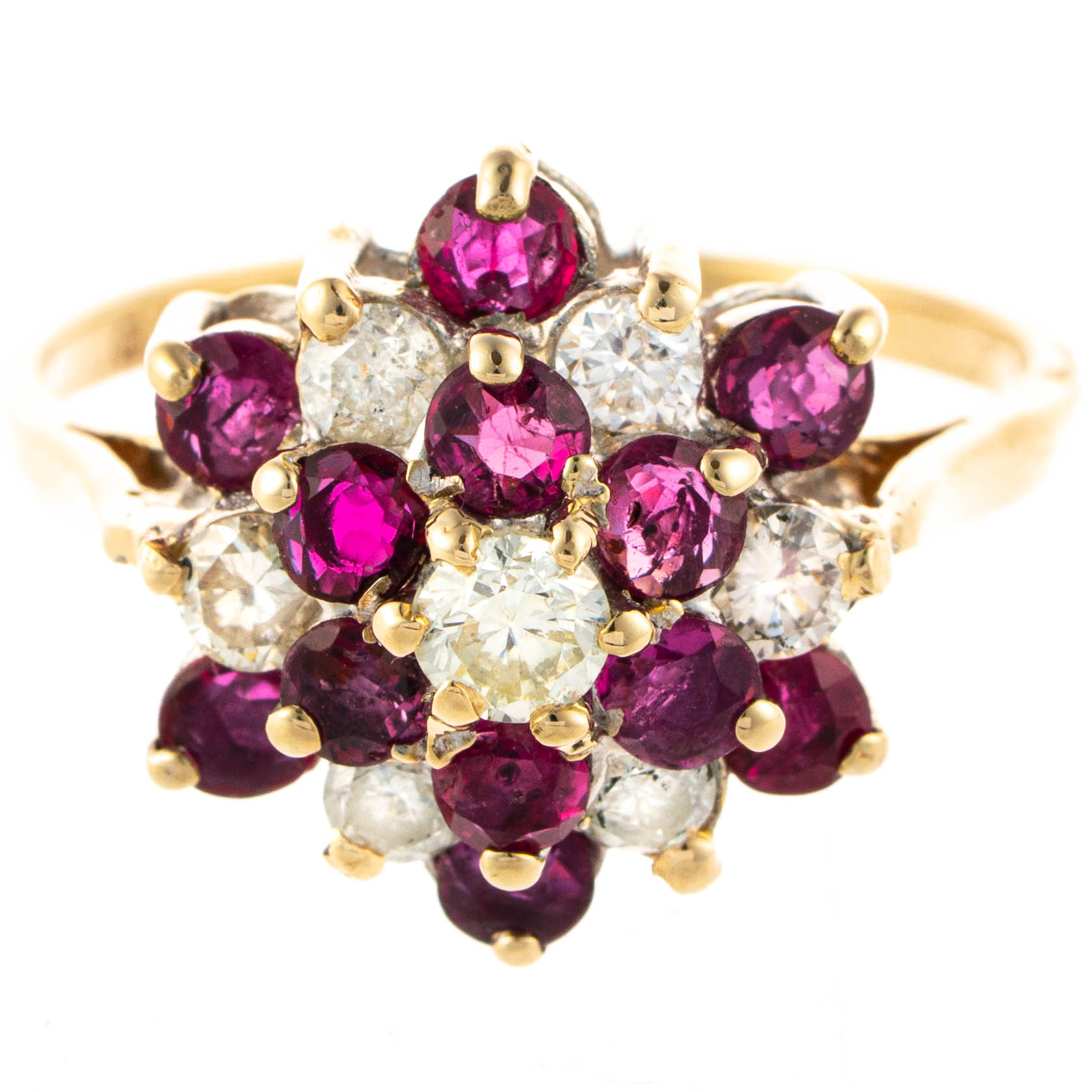 9ct Yellow Gold Ruby & Diamond Dress Ring - Image 2