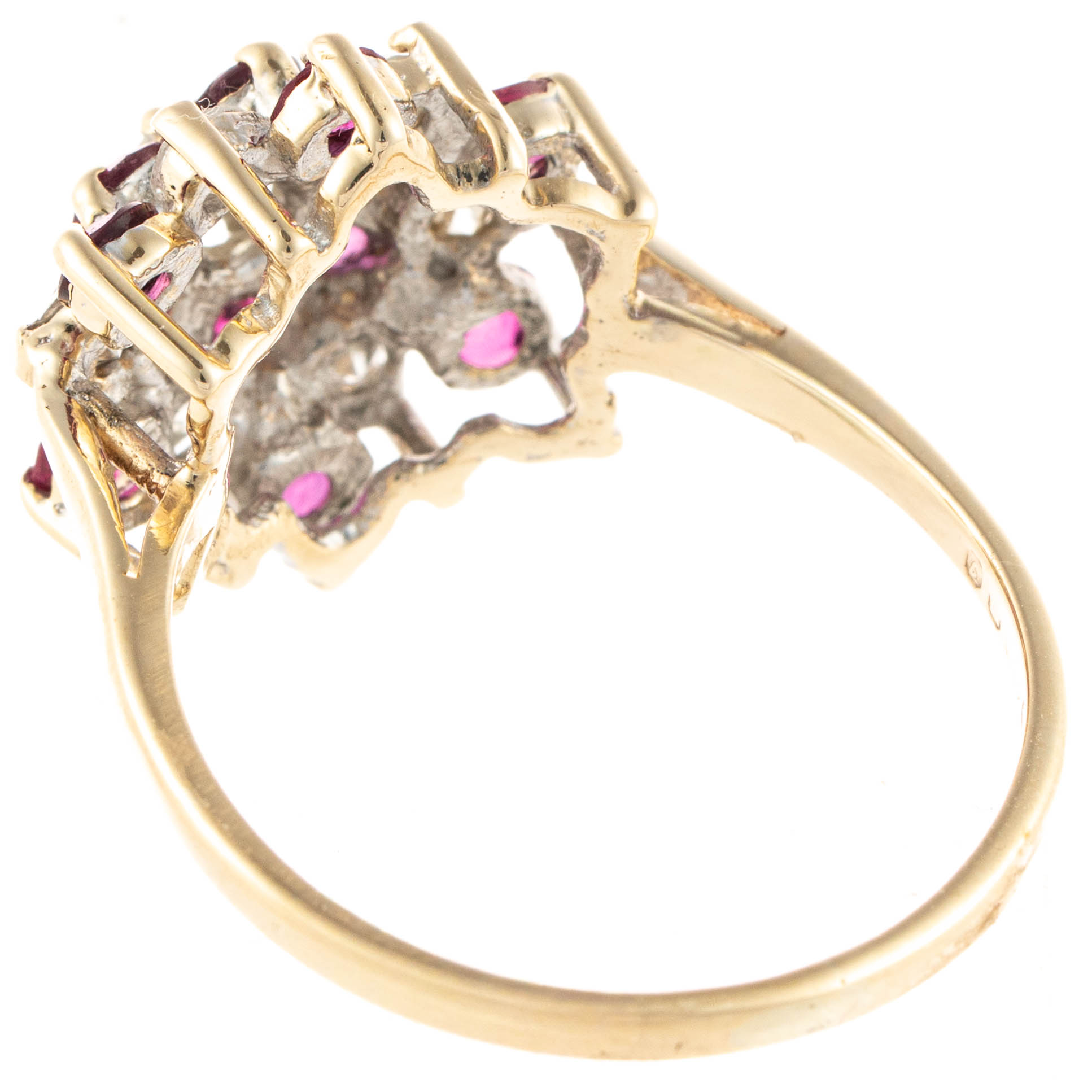 9ct Yellow Gold Ruby & Diamond Dress Ring - Image 3