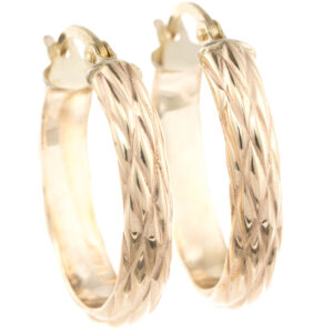 9ct Gold Textured Hoop Earrings