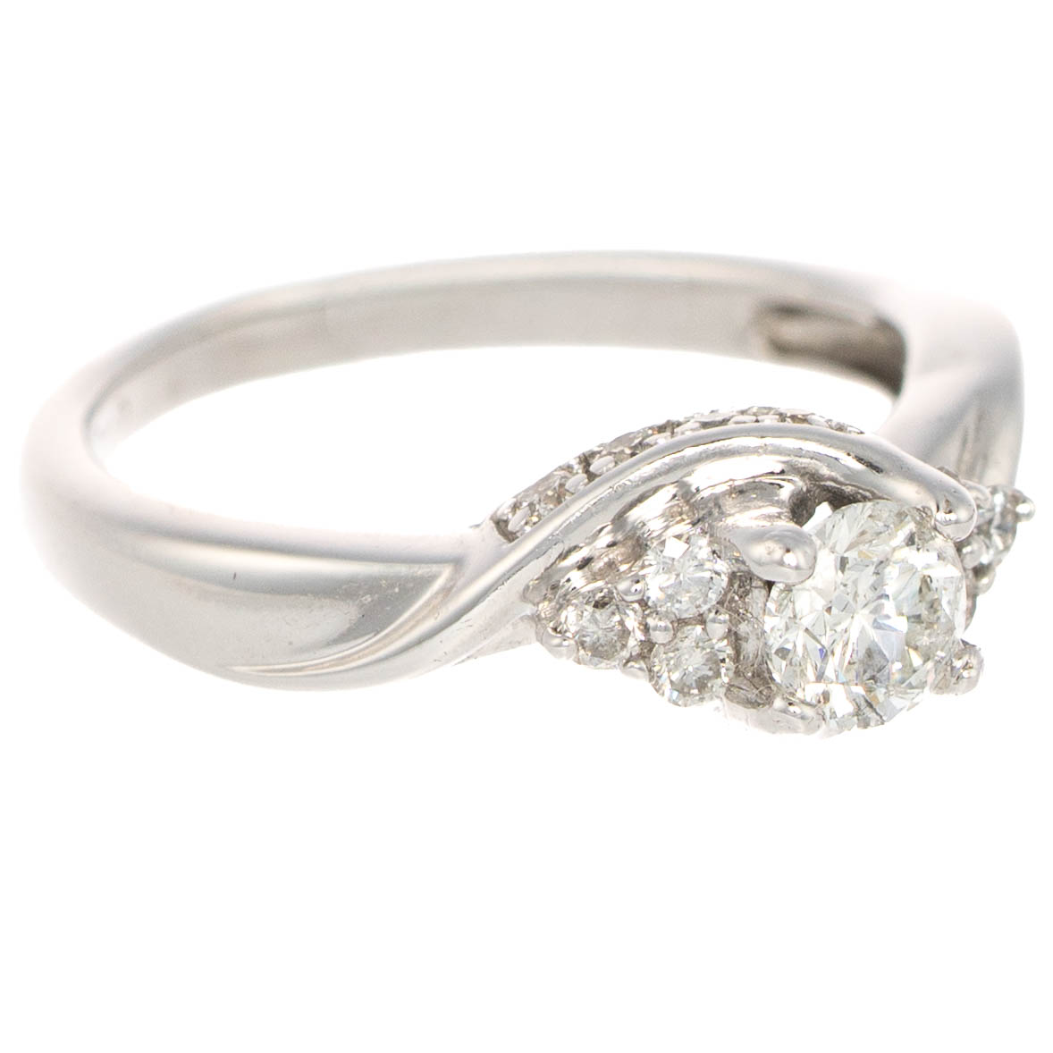 18ct White Gold Diamond Trefoil Twist Ring