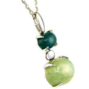 Silver Double Cabochon Jade Pendant