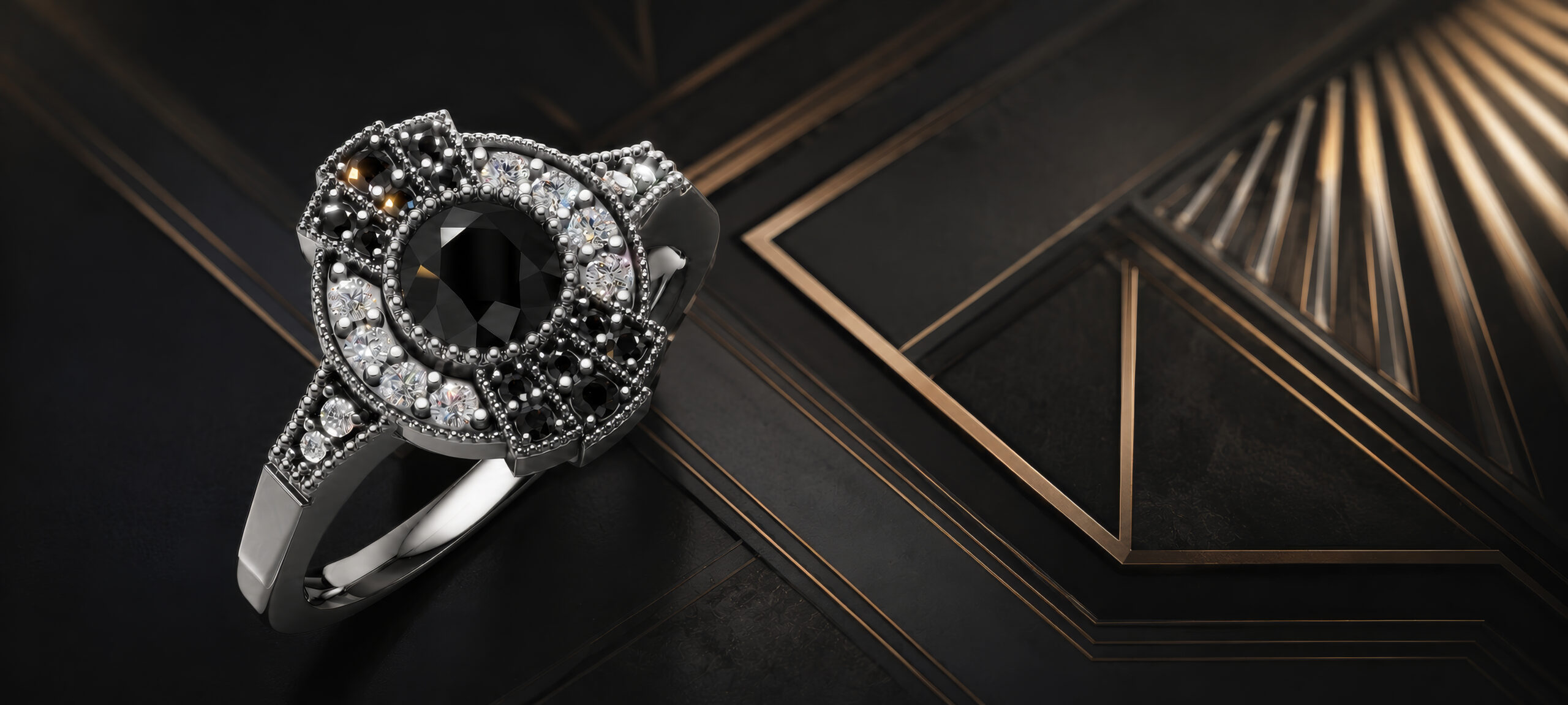 bespoke-engagement-rings-wedding-rings-Mark-Lloyd-orange-sapphire-diamonds-clustre-ring-art-deco-1
