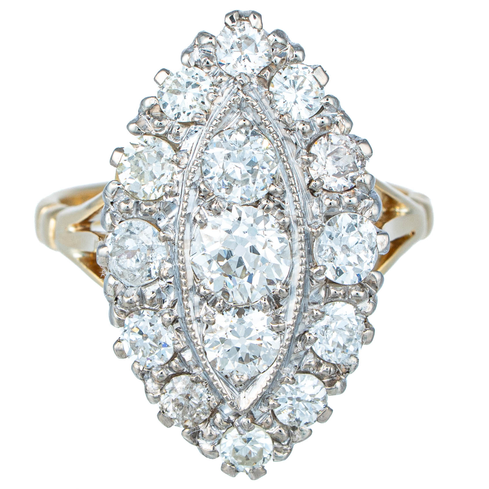 18ct Gold Oval Diamond Cluster Ring - Image 2