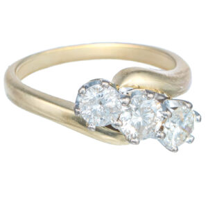 18ct Gold Triple Diamond Crossover Ring