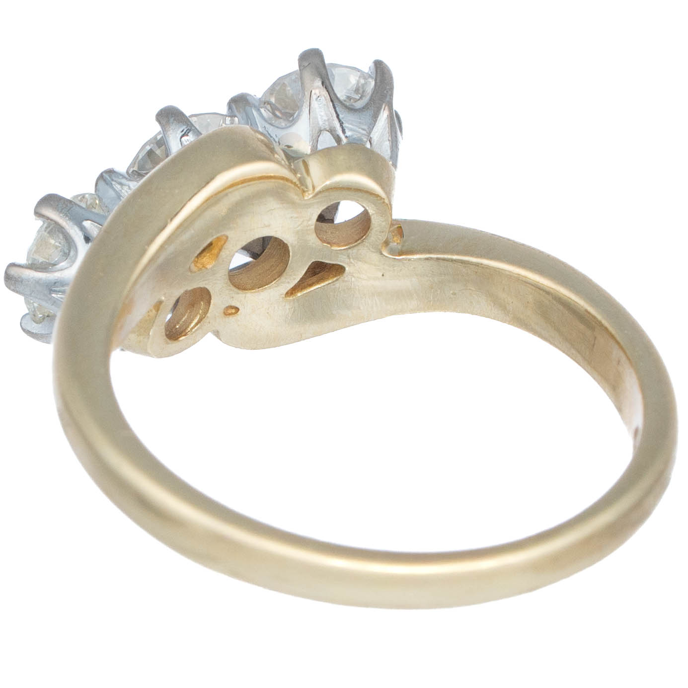 18ct Gold Triple Diamond Crossover Ring - Image 3