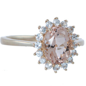 9ct Gold Morganite & Zirconium Cluster Ring