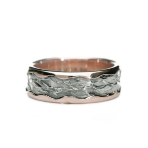 Vulcan_Organic_9ct Rose Gold_Silver Oxidised_Front_wedding-ring
