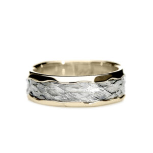 Vulcan Organic 9ct Yellow Gold Silver Oxidised Wedding Ring