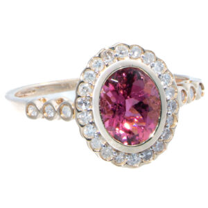 9ct Gold Pink Tourmaline & Diamond Ring