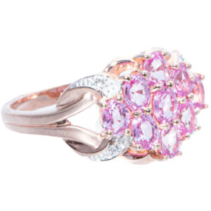9ct Rose Gold Pink Stone Cluster Ring